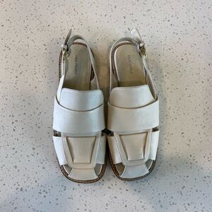 Free People White Leather Fisherman Sandals